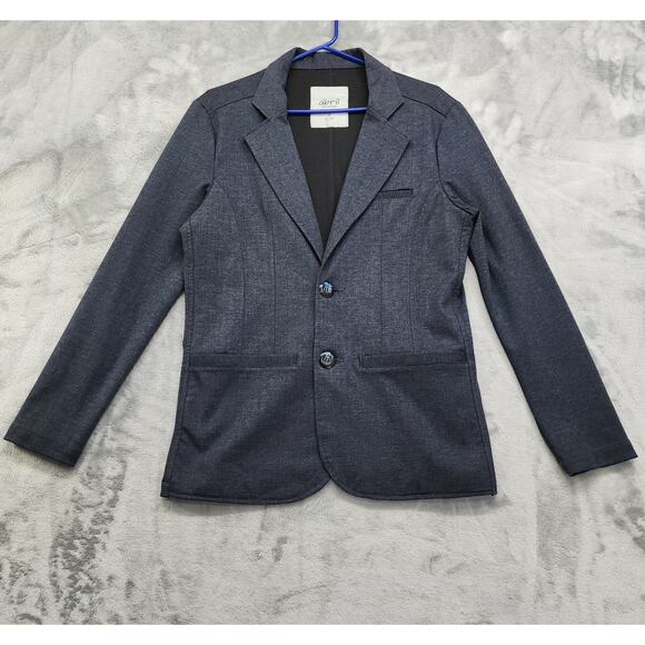 Abril Blazer Womens M Blue Stretch 2-Button Casual Office Jacket Columbia Preppy - Picture 1 of 10